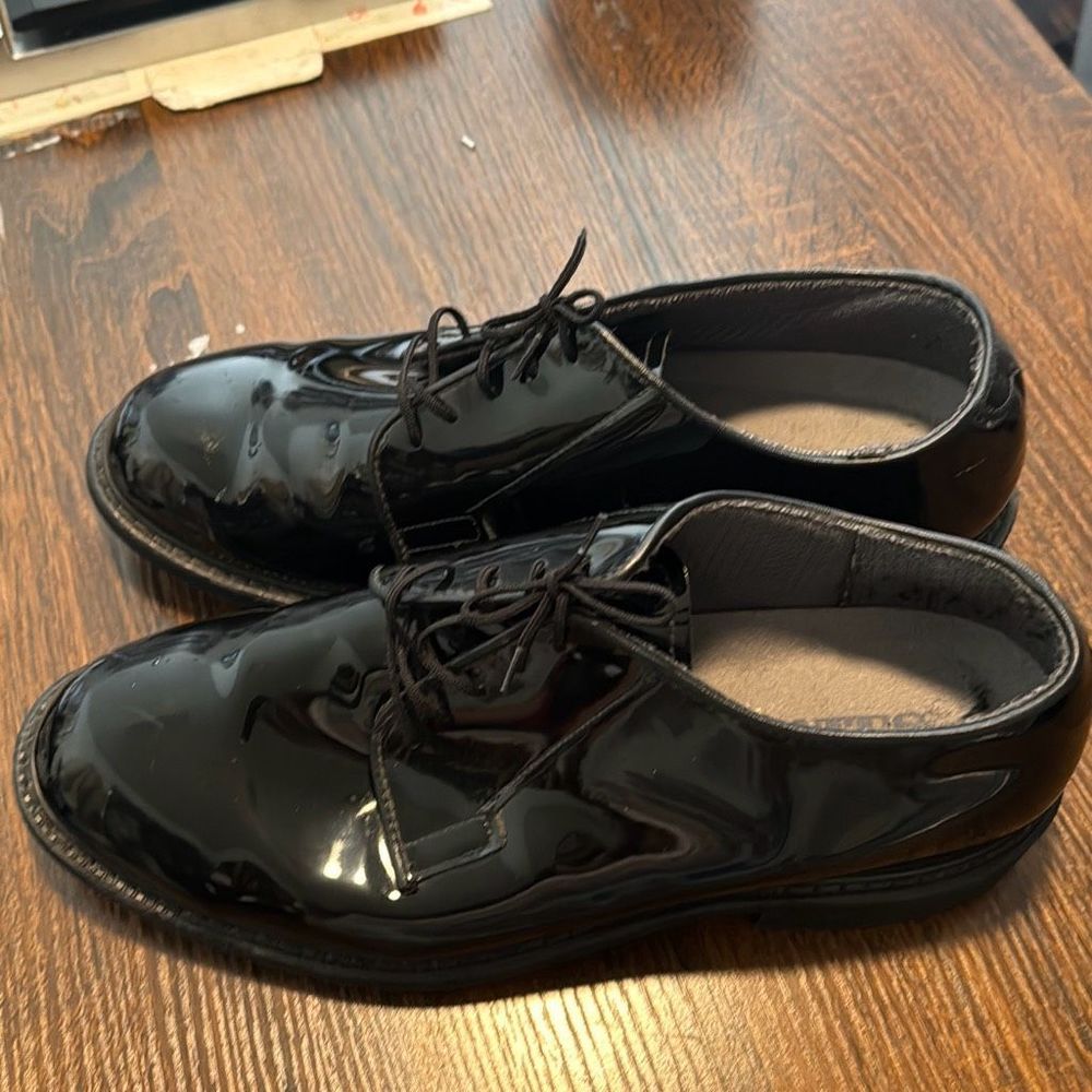 Bates Men's Black Shiny Oxford Dress Shoes 9.5